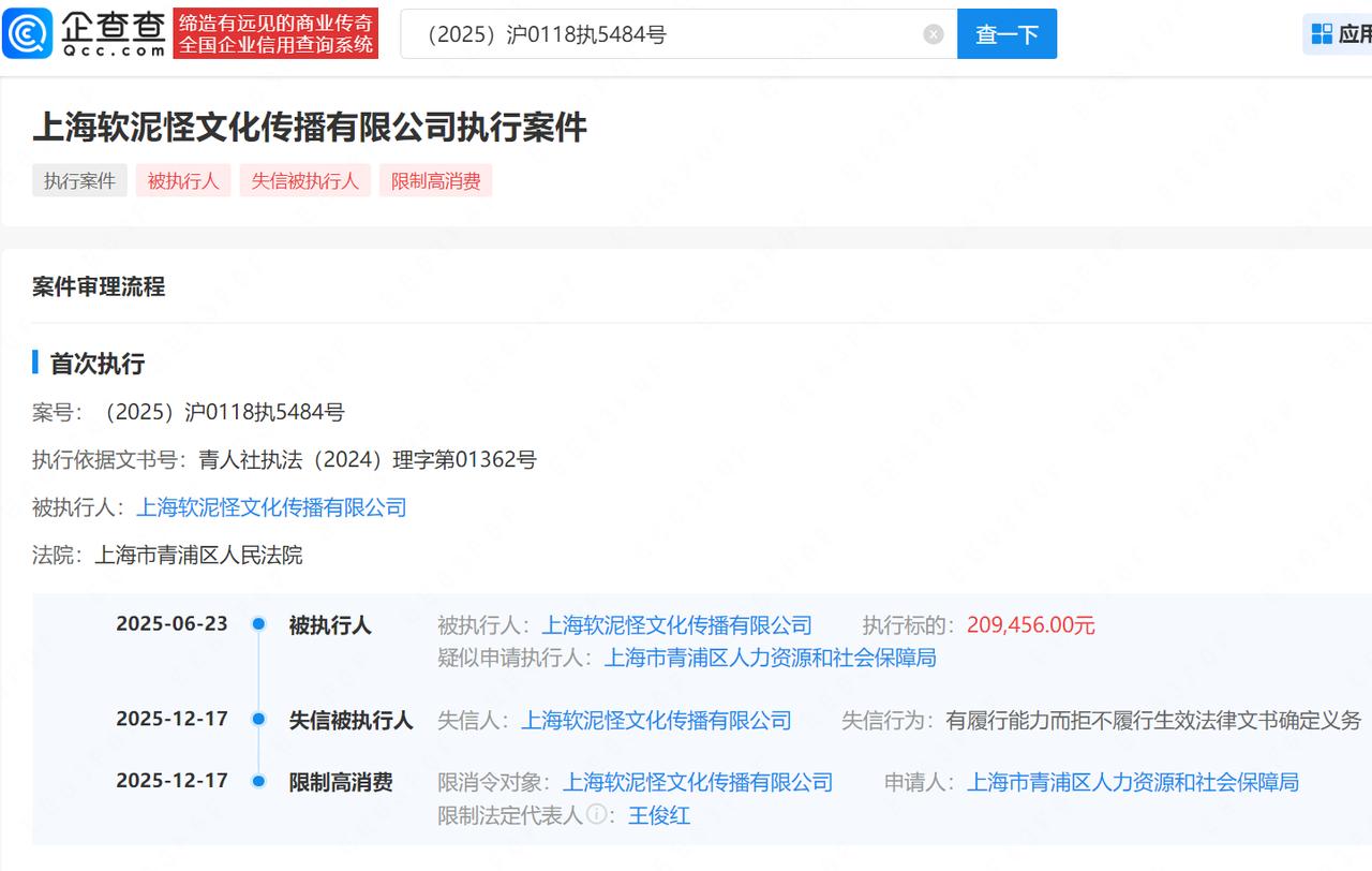 【RNG子公司欠薪20万成老赖，RNG子公司欠薪被限高】
企查查APP显示，近日