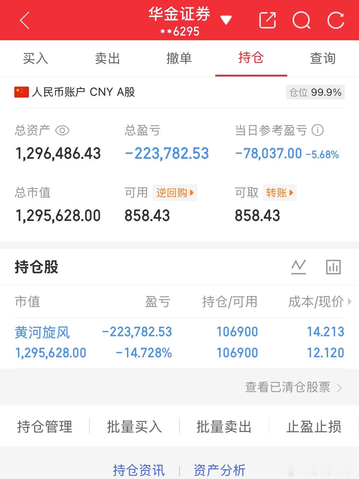 6.10炒股第163天（初始50万）总资产：1296486当日参考盈亏：-780