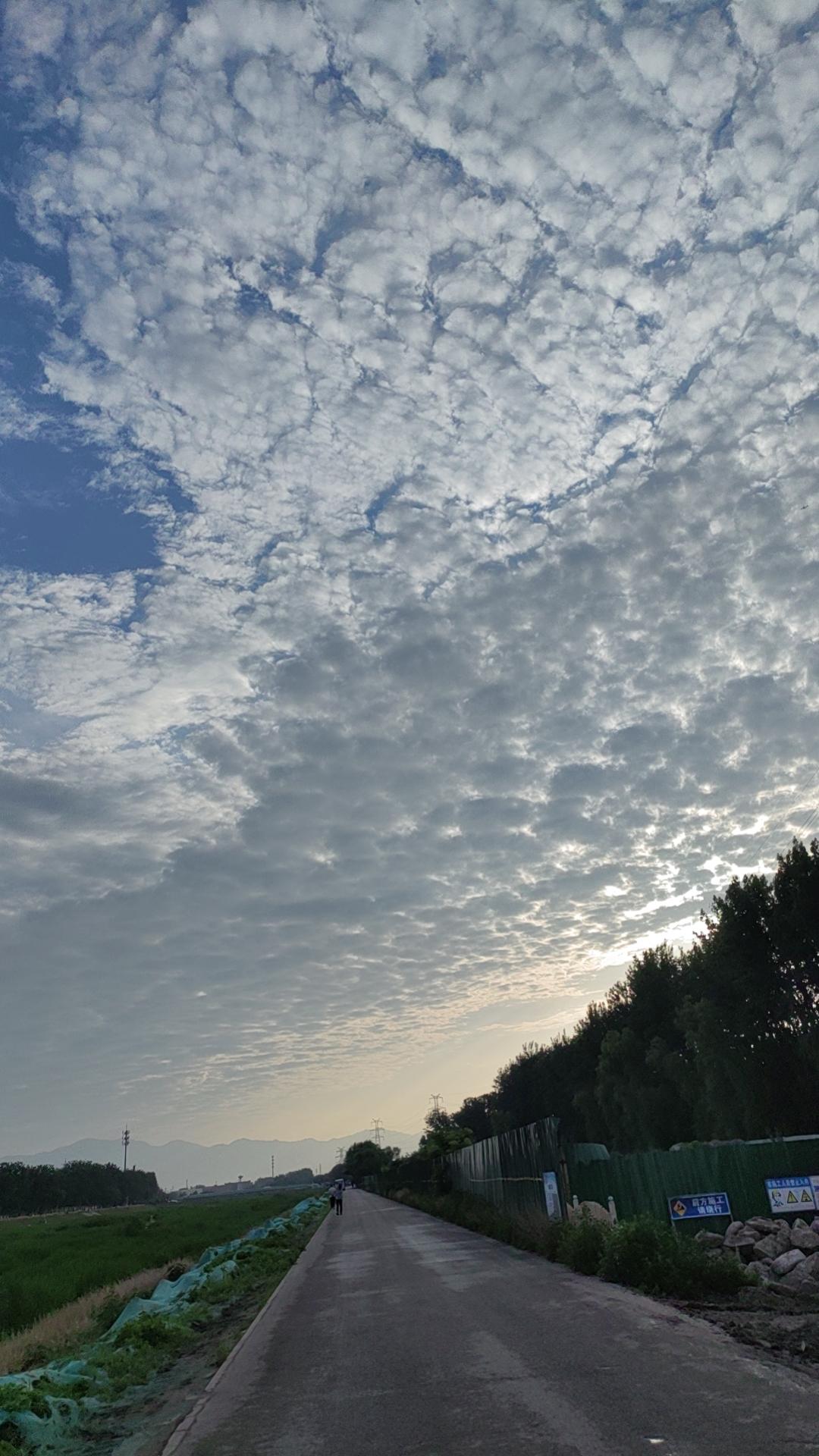 今日天气记录雨后晴空万里，蓝天白云，棉絮状的云朵，飘来飘去，甚是美丽。