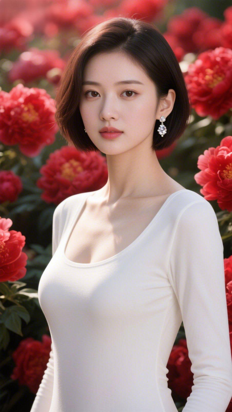 红牡丹盛景古风长律
 
晓旭轻笼锦绣丛，晴光漫染蕊珠红
繁英叠萼凝霞色，密叶交枝