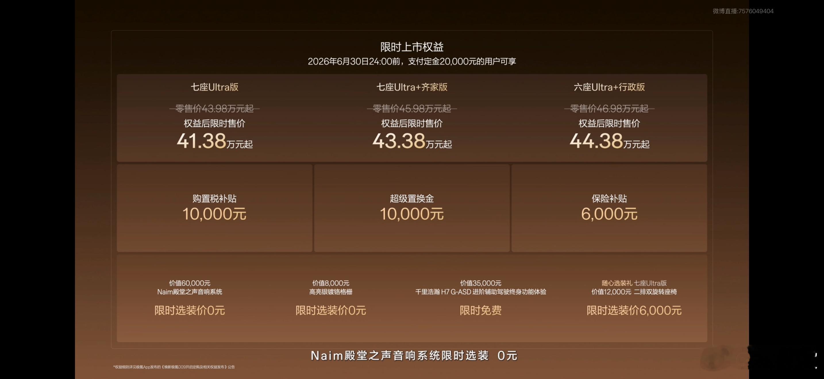 焕新极氪009新一代旗舰MPV明天将开启交付1️⃣七座Ultra版 41.38万