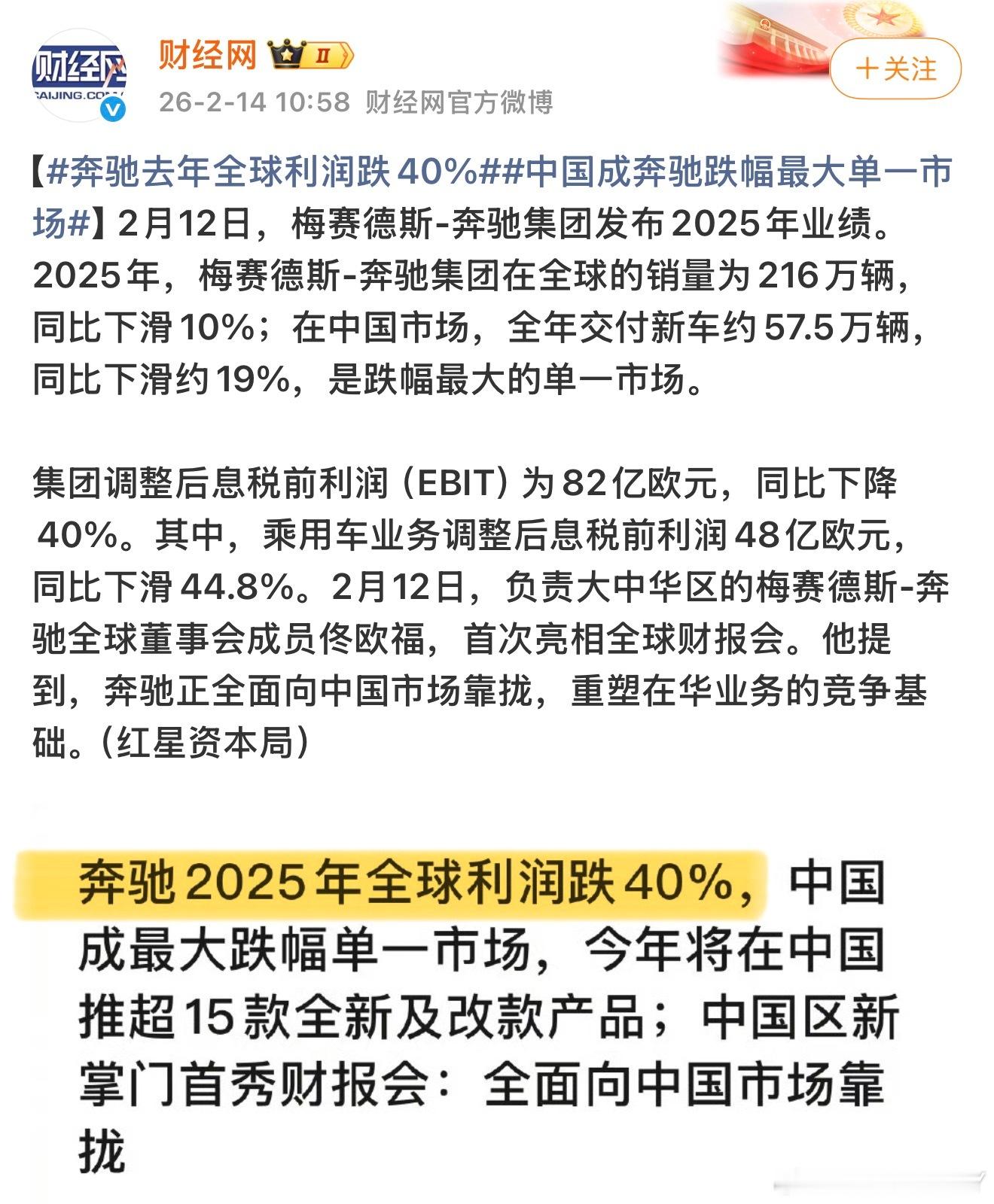 才40% 还有下降空间 还可以继续跌中国成奔驰跌幅最大单一市场