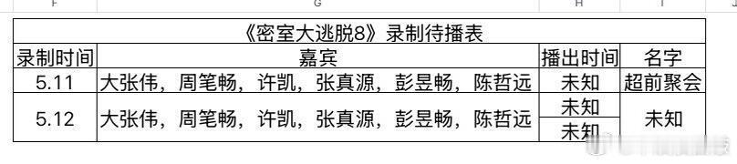 《密室大逃脱》最新录制待播表密室大逃脱