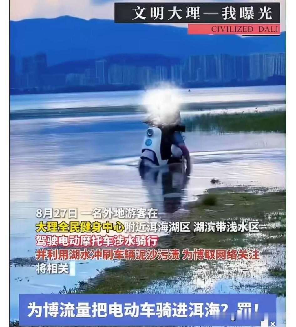 真的服了这种为了流量毫无底线的人，❗️好好的洱海都能下得去手霍霍。 
🛵8月底