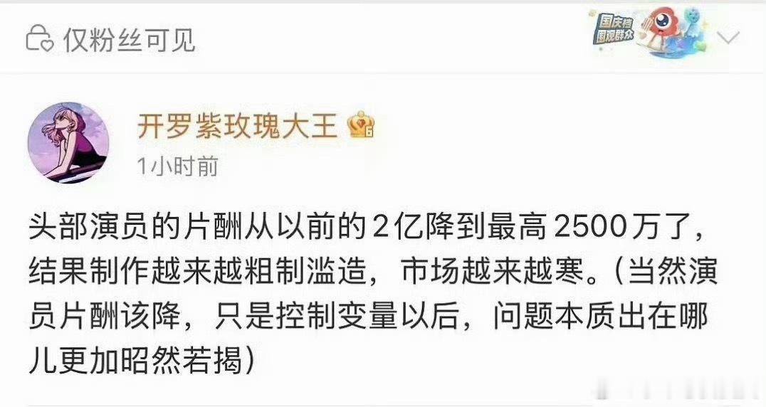 曝演员片酬从2亿降到最高2500万是因为有ai短剧吗？不过2500万感觉也好多好