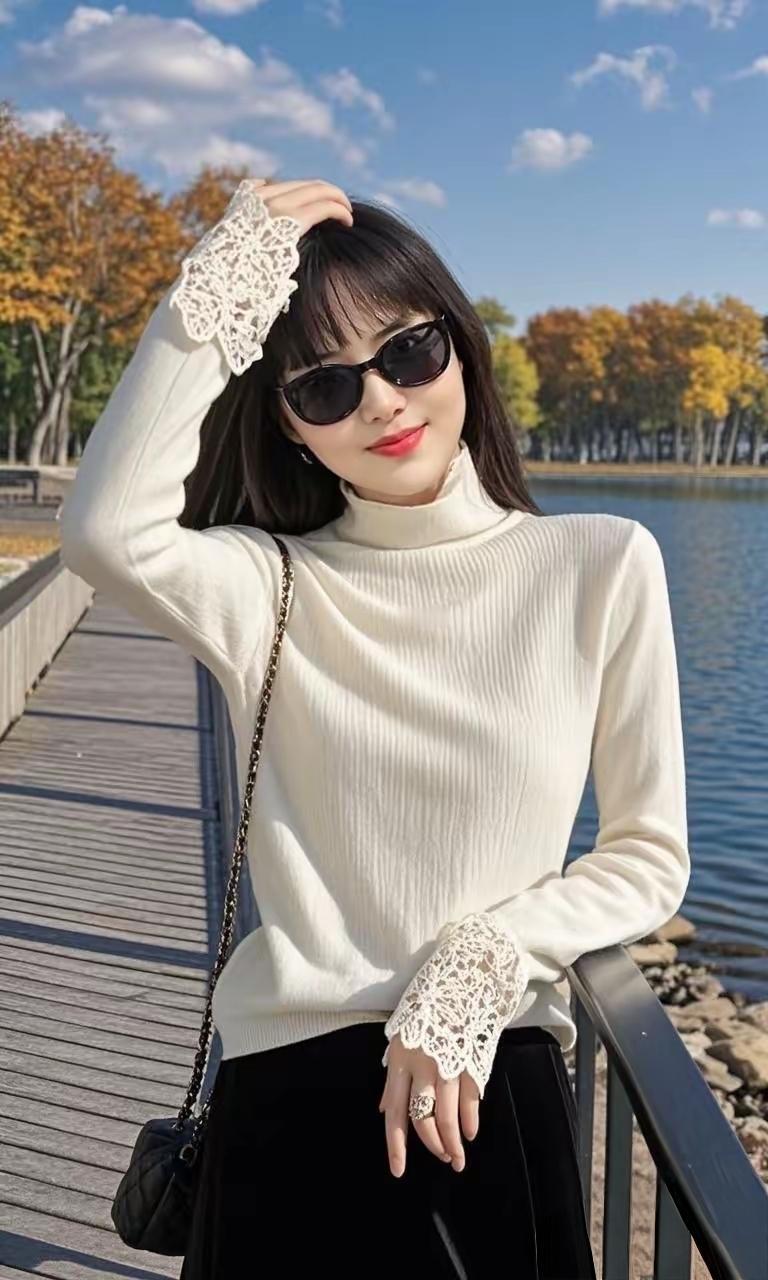 秋日穿搭指南：白色高领毛衣+黑色长裙，优雅气质满满！🍂👗👠