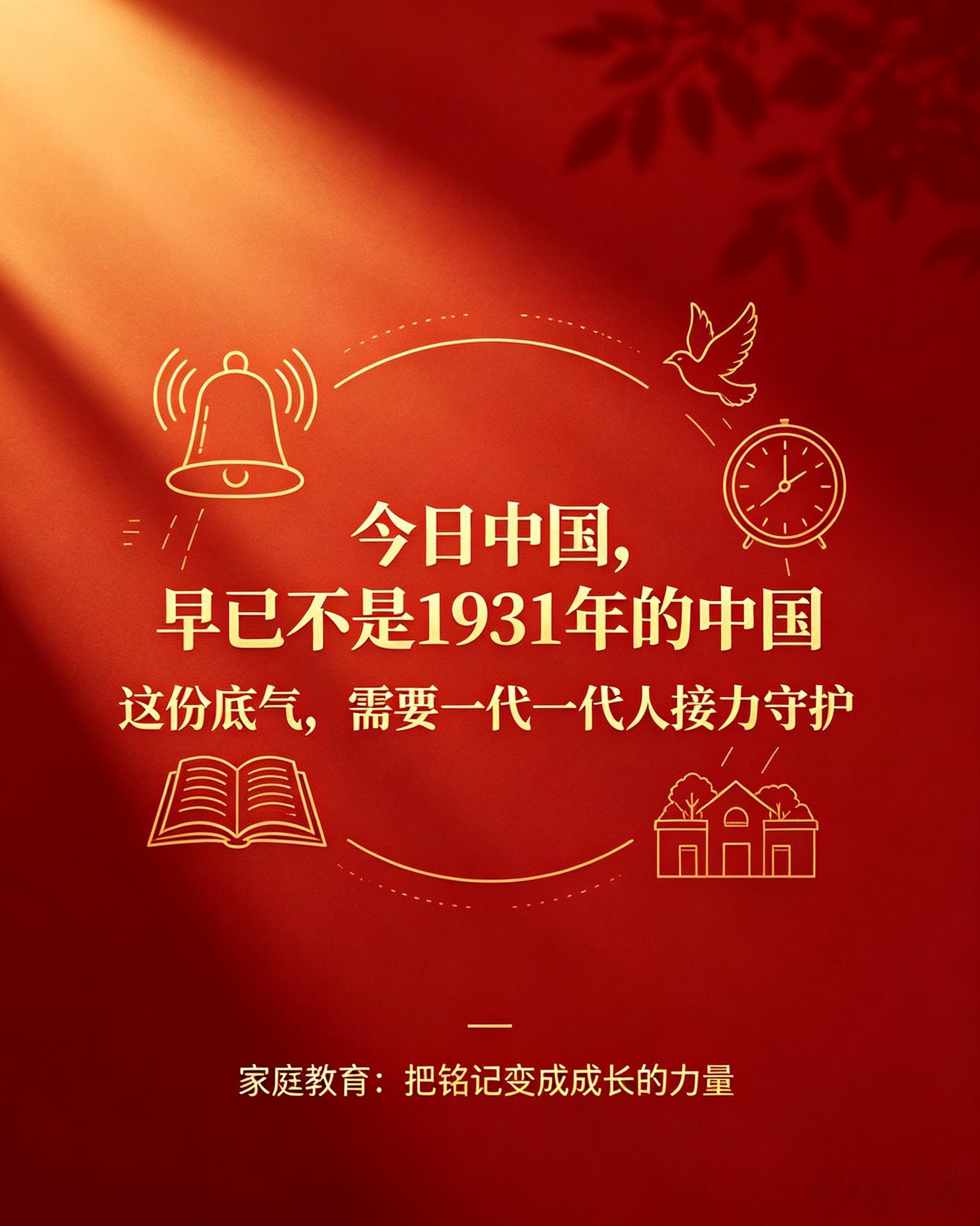 【铭记，不是灌输仇恨，是教会孩子读懂责任】今天，九一八事变爆发95周年。警报响起