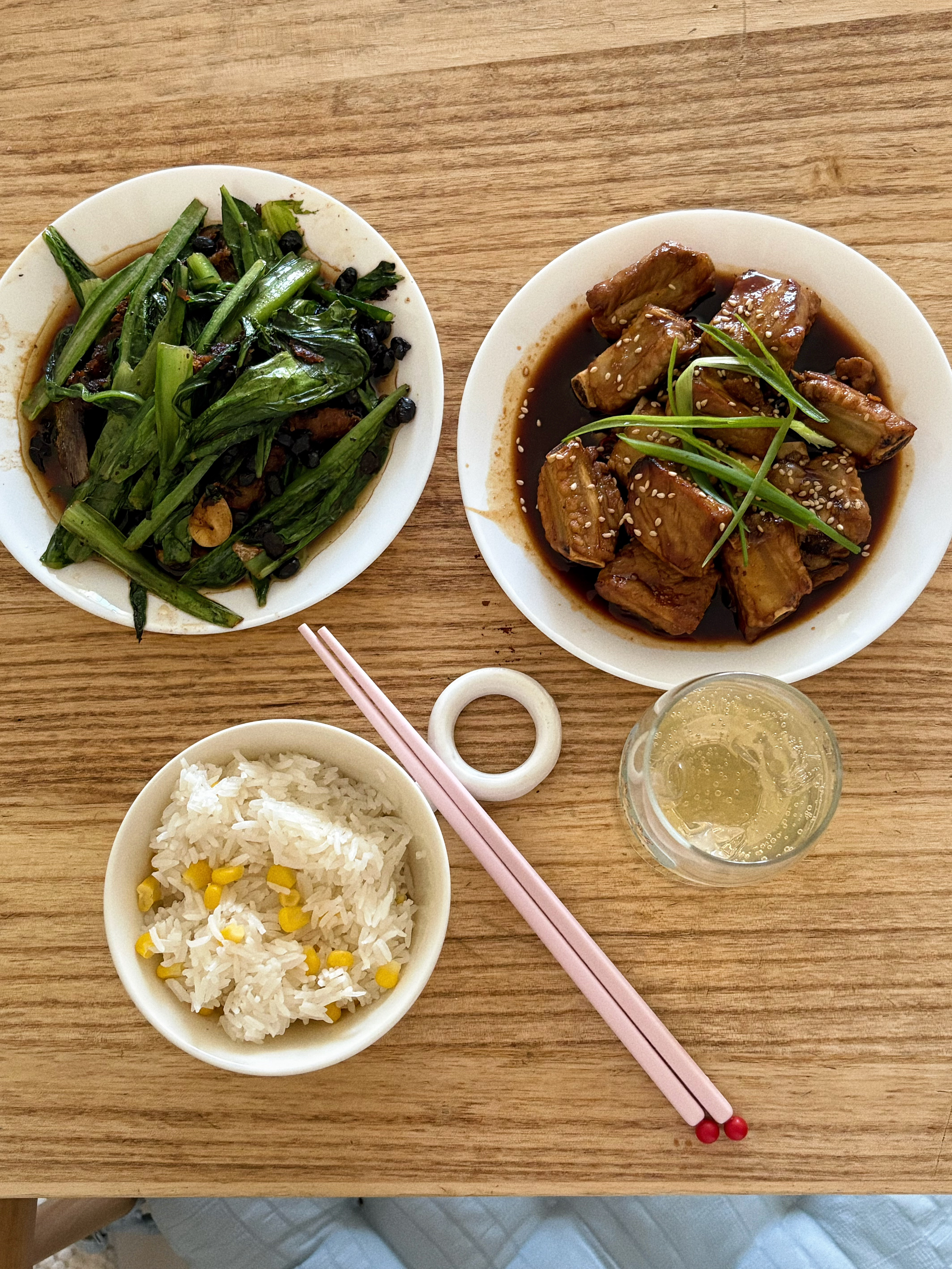 今天吃豆豉油麦菜&陈皮糖醋排骨🥢🥣 ​​​