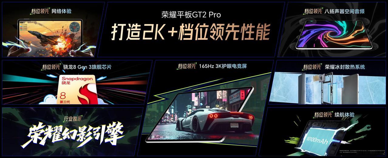 荣耀平板GT2 Pro，性能、续航、屏幕都挺给力，国补后起步2124.15元。