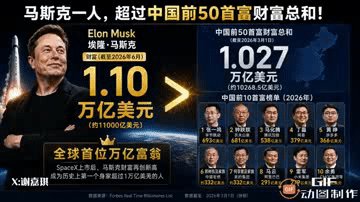 SpaceX上市后，马斯克资产=黄仁勋+扎克伯格+Jeff Bezos+巴菲特+