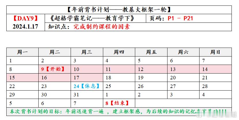 #山东超格年前背诵计划# 年前背诵计划第九天任务已发布 [比耶]《教育学下》开始