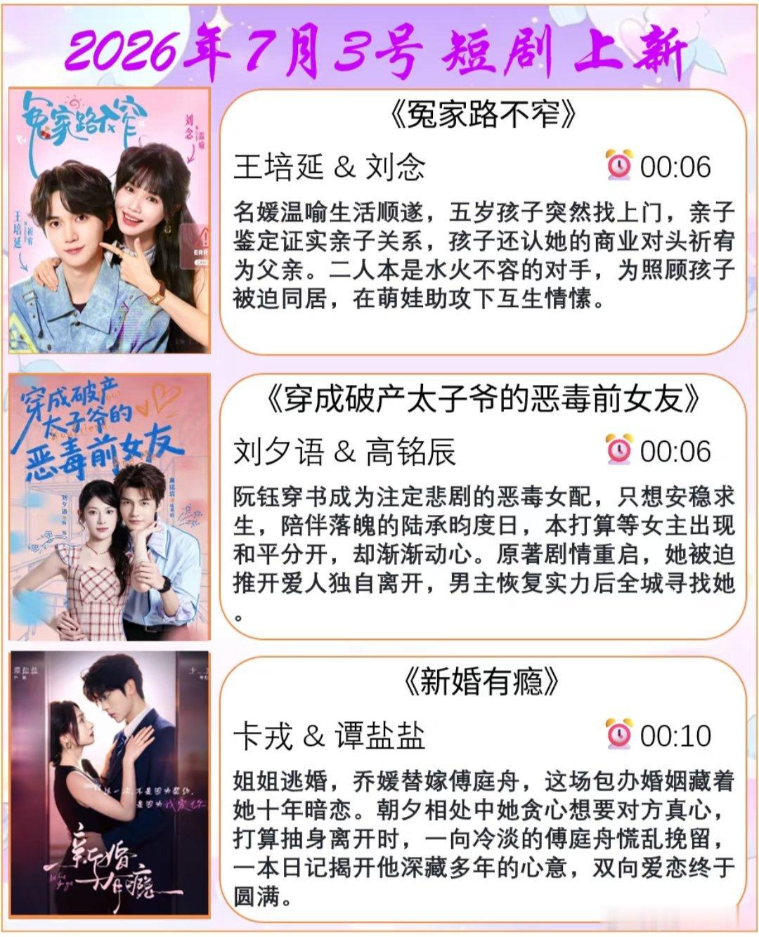 7月3日周五更新的剧也太多了吧！短国也有暑期档呀！我今天估计会很忙呀看不过来了！