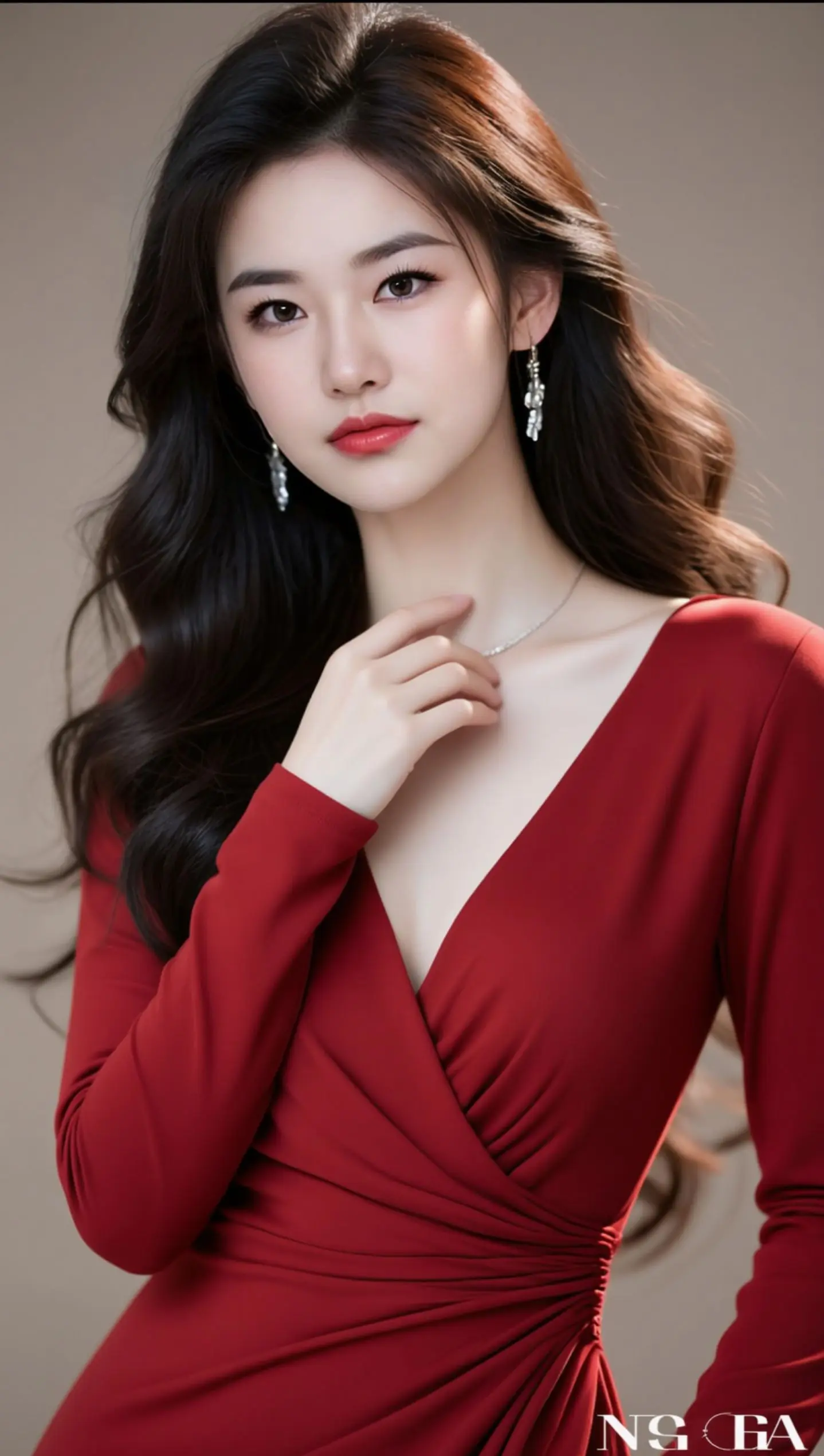 AI酒红风情照 ai创作