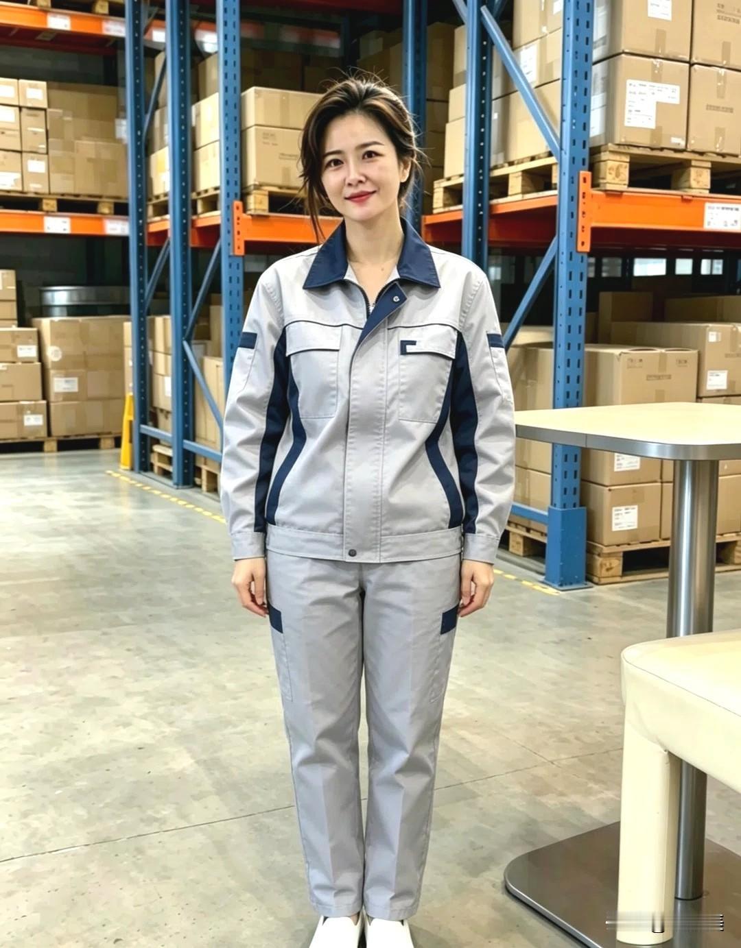 工装也可以很美丽。[赞]工装随性 
仓库新来的仓管部长小姐姐，人长得利落匀称，身