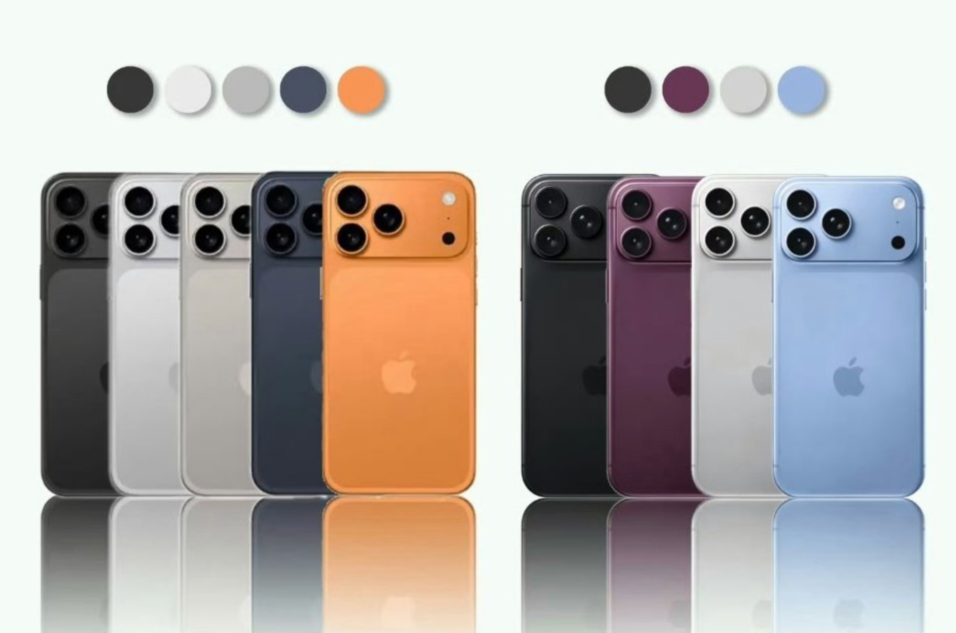 iPhone18ProMax配色终于没有土橙色了，太土了。。。新的浅蓝色看起来不