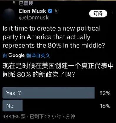 马斯克发起投票，这是要搞新和联胜？老马还是小心点吧，实在不行就来中国定居，反正上