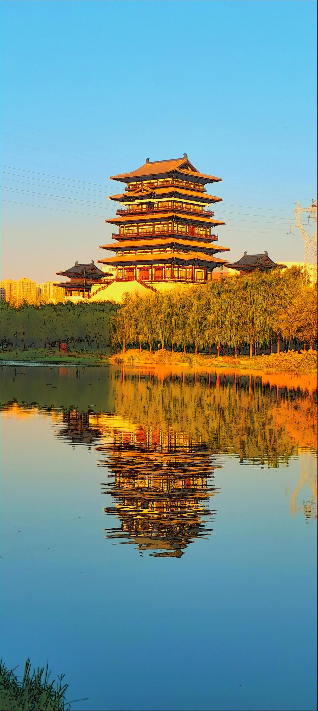 光影的魅力，在西流湖展现得淋漓尽致。郑州西流湖景色