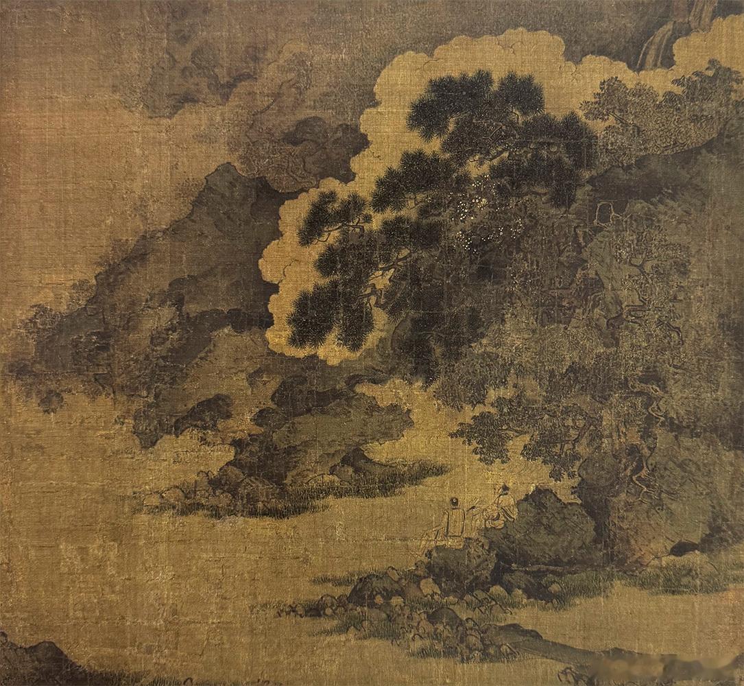 国史古风 【中华名画欣赏 李唐（传）——《坐石看云》】        《坐石看云