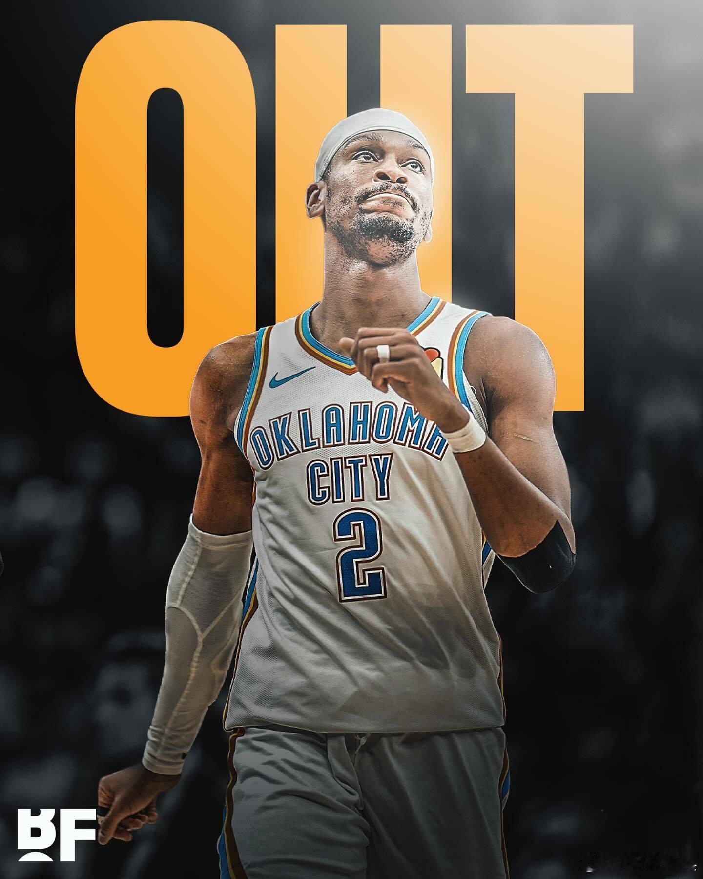 🚨 突发：亚历山大在对阵魔术队的比赛中遭遇腹部拉伤，将无限期缺阵😳他将在全明