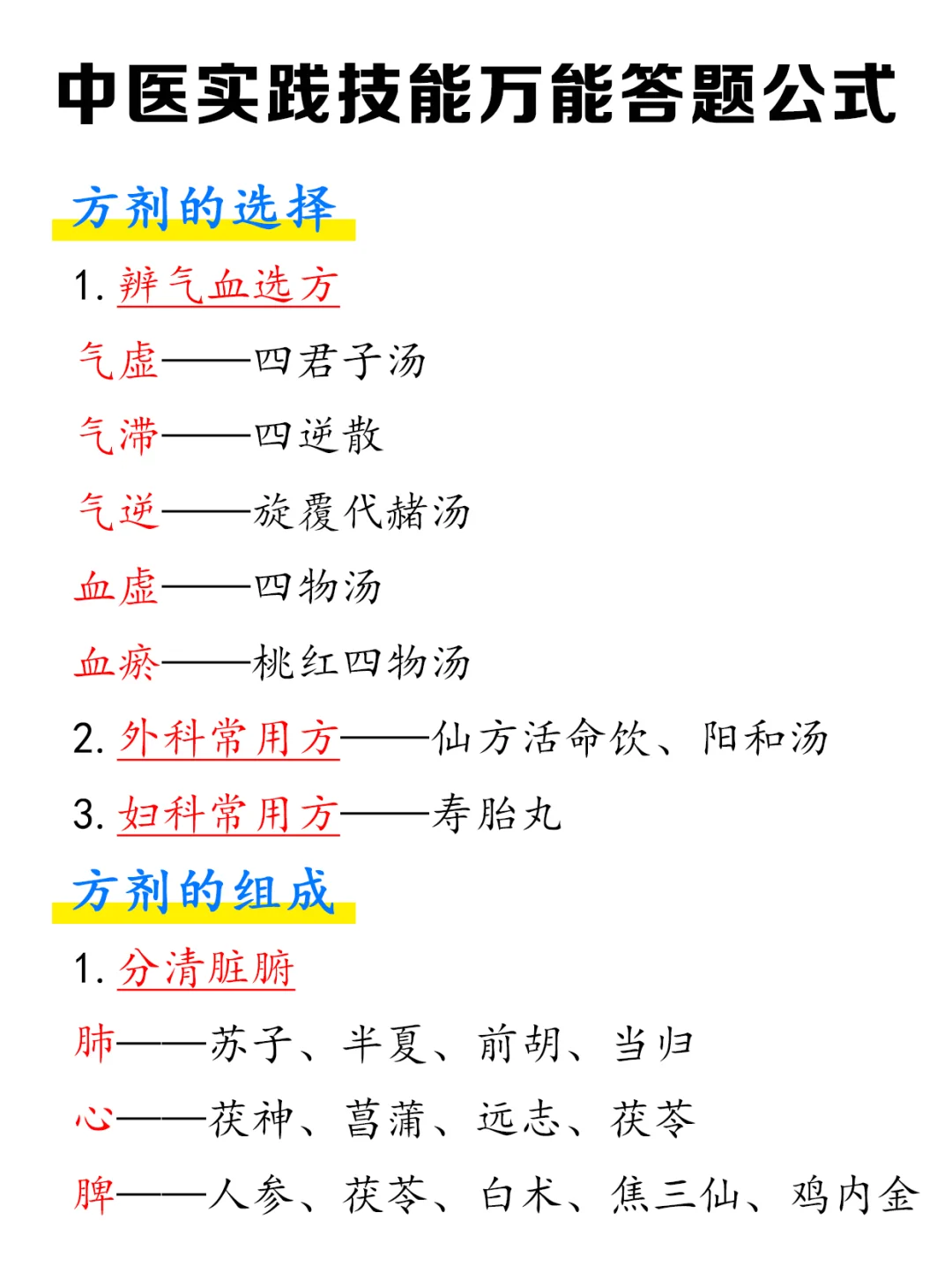 中医技能别慌❌答题公式在这💯