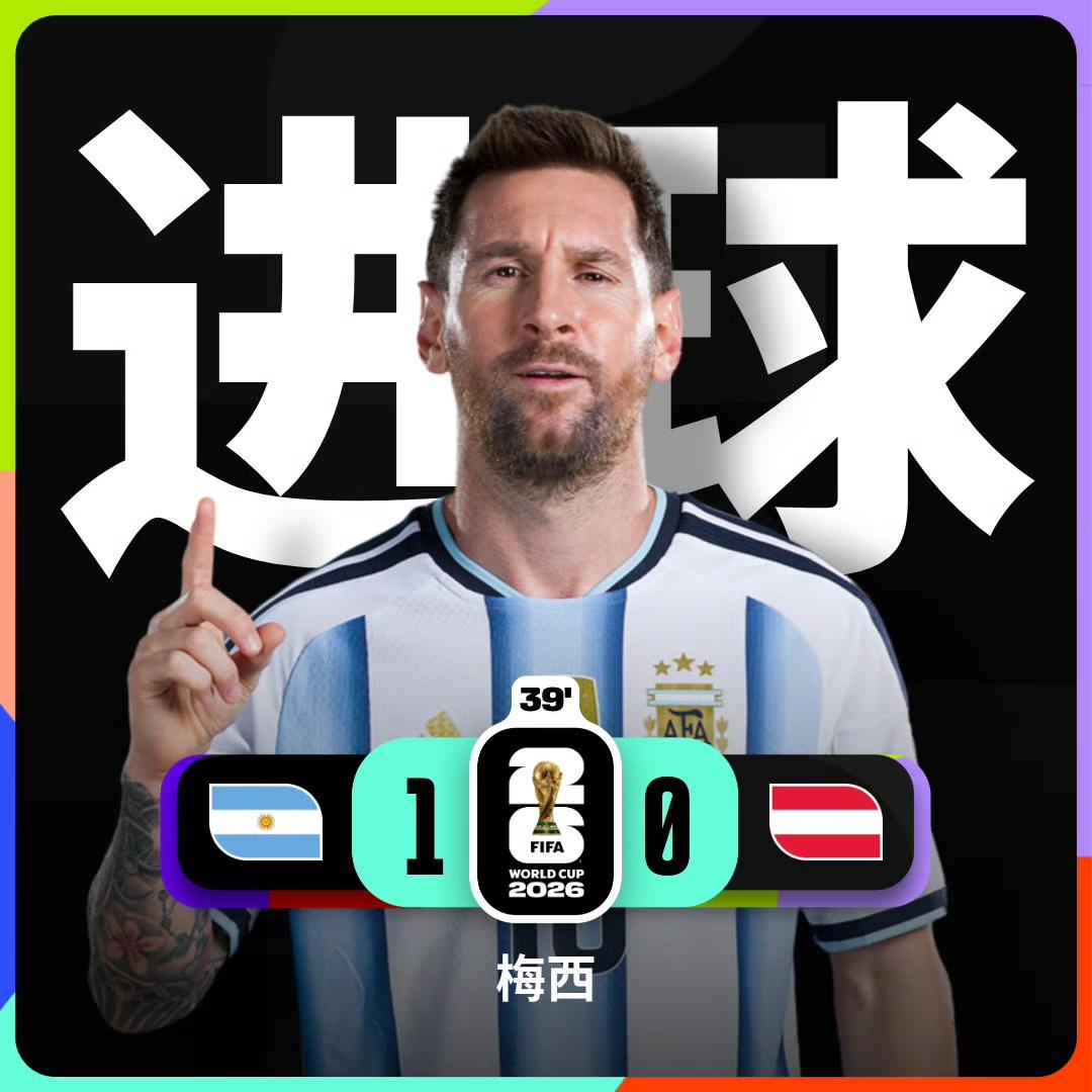 ⚽梅西攻入个人世界杯生涯第1️⃣7️⃣粒进球。

⚽梅西在2026年美加墨世界杯