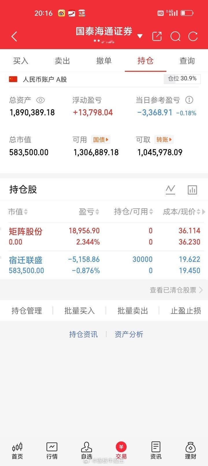 各位股友今日账户小幅亏损3368.91元总还是有部分人无端质疑我的实盘记录，说实