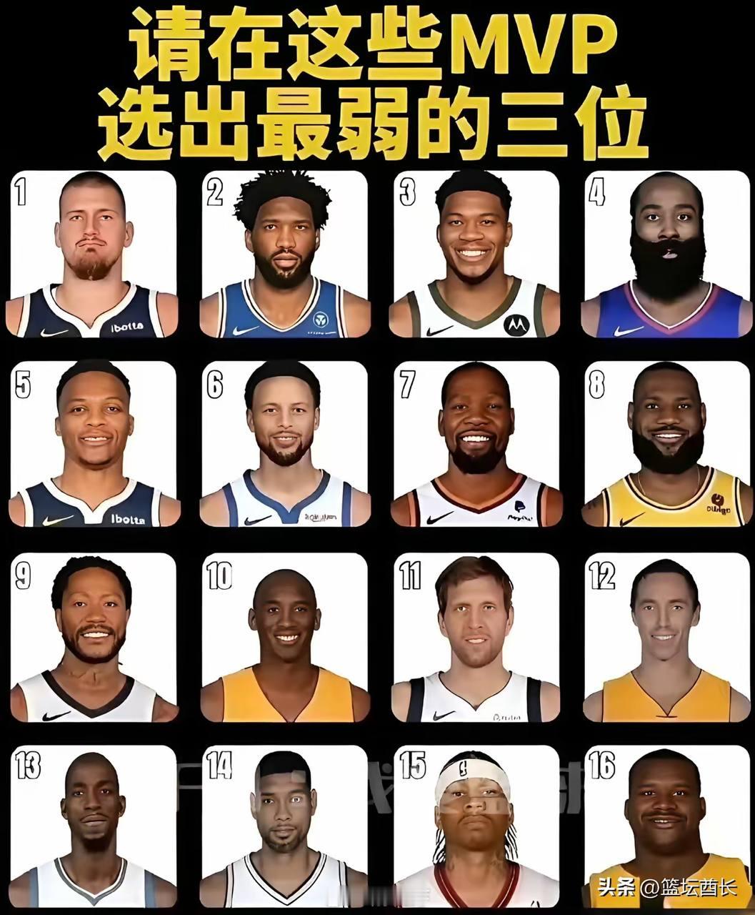选出三个最差MVP！你们觉得是谁nbamvp排行榜nba