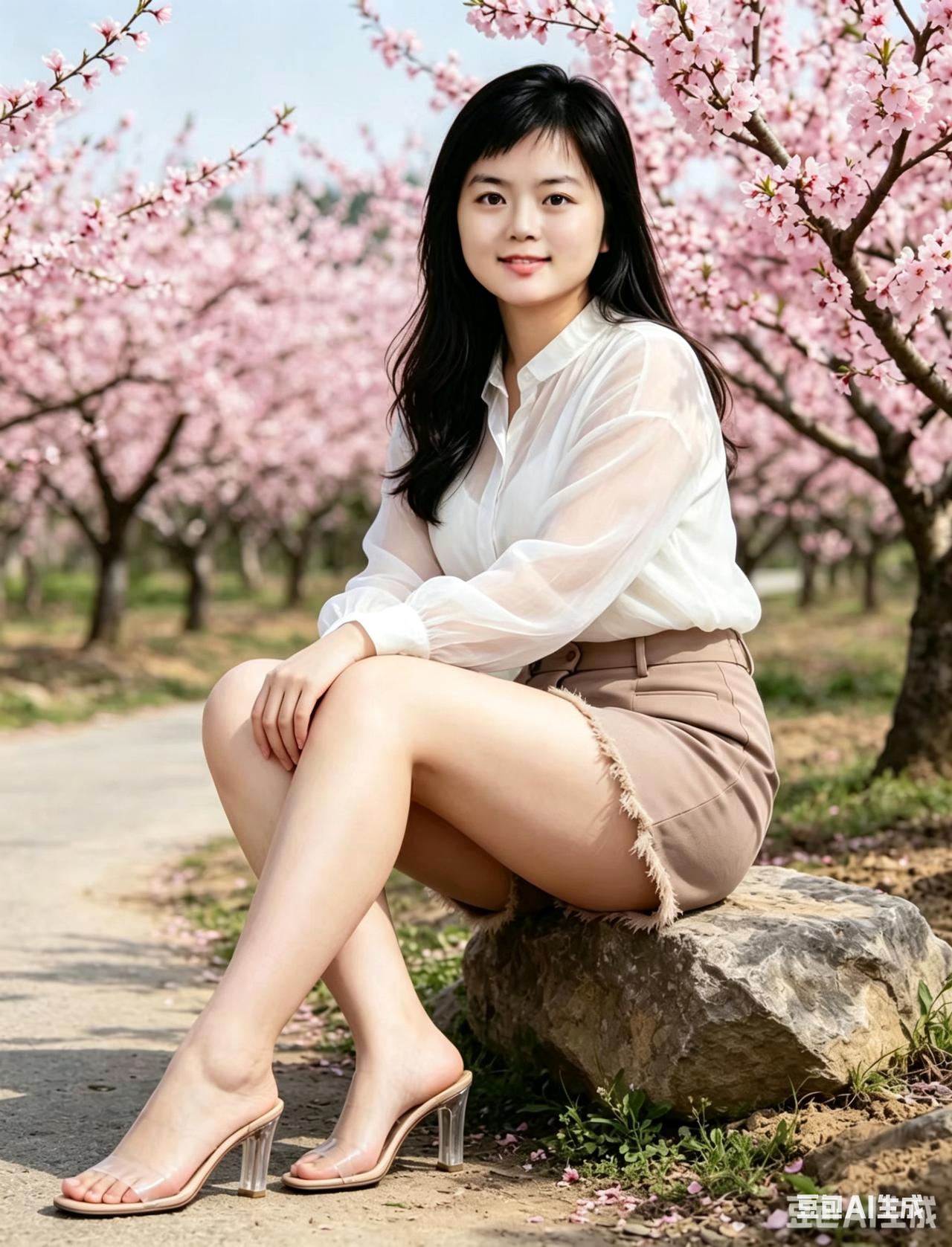 樱花树下，甜美少女，春日气息扑面而来🌸💕告诉读者我素装怎样想你真实评:在校有
