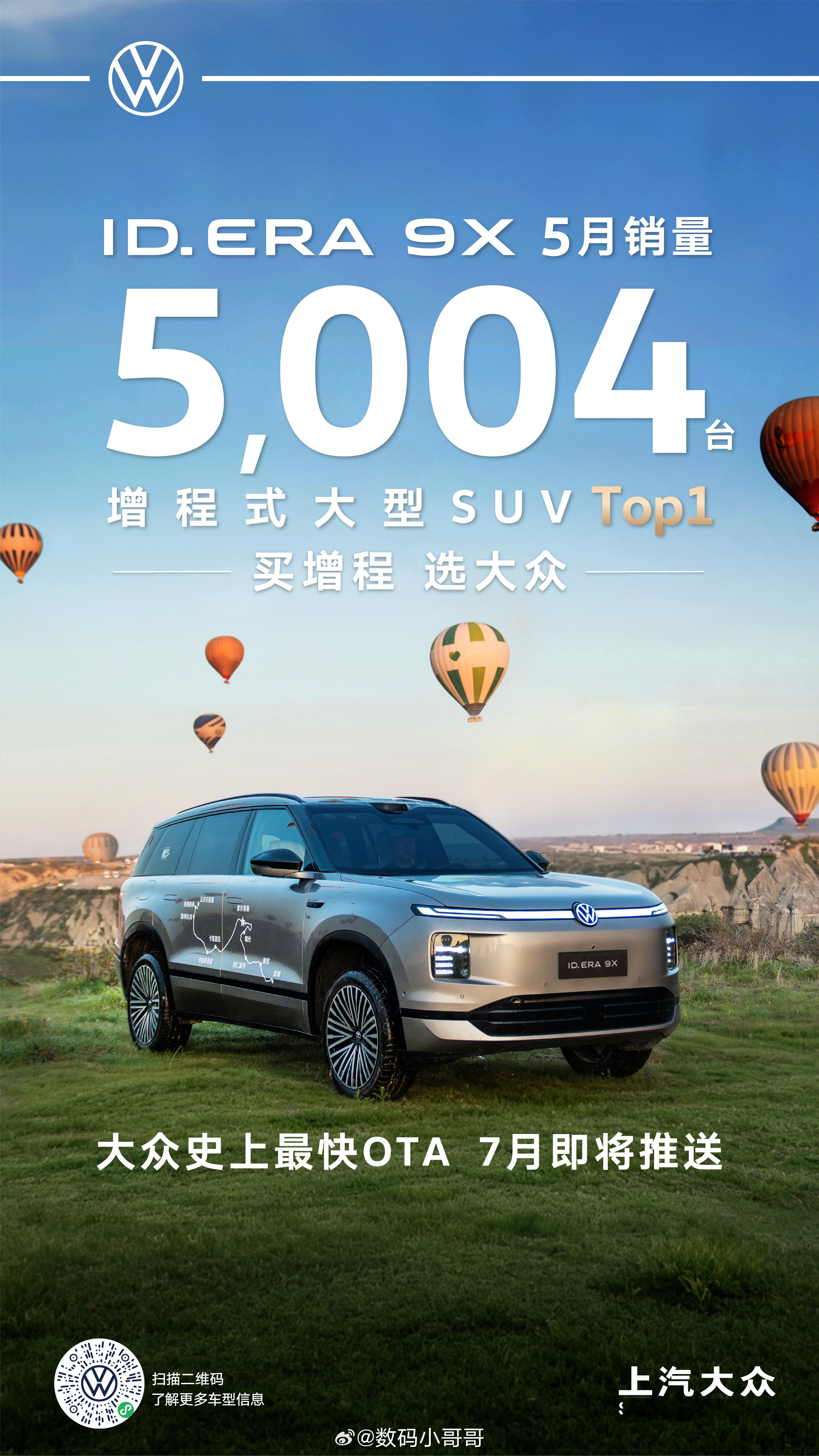 ID.ERA 9X这销量可以啊5月份卖了5004台增程式大型SUV销量TOP1O