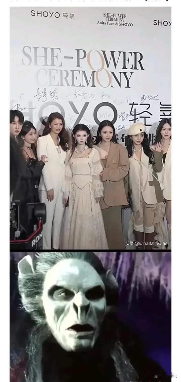袁咏仪应该没有被吓到！她笑得如此灿烂，毫无波澜的样子。这位网红小姐姐大概是怕被港