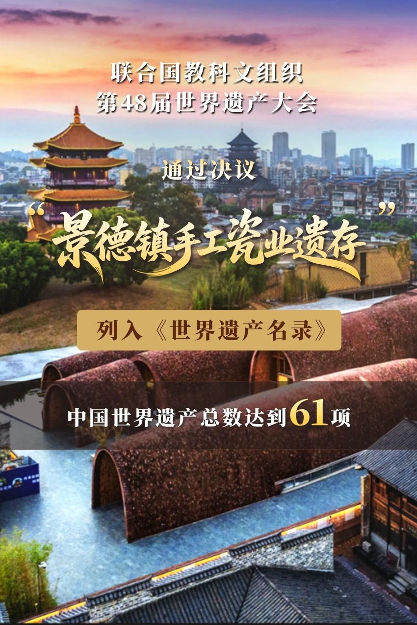 喜大普奔！全体江西人的好消息来了！
江西又增加一项世界遗产！
景德镇手工瓷业遗存