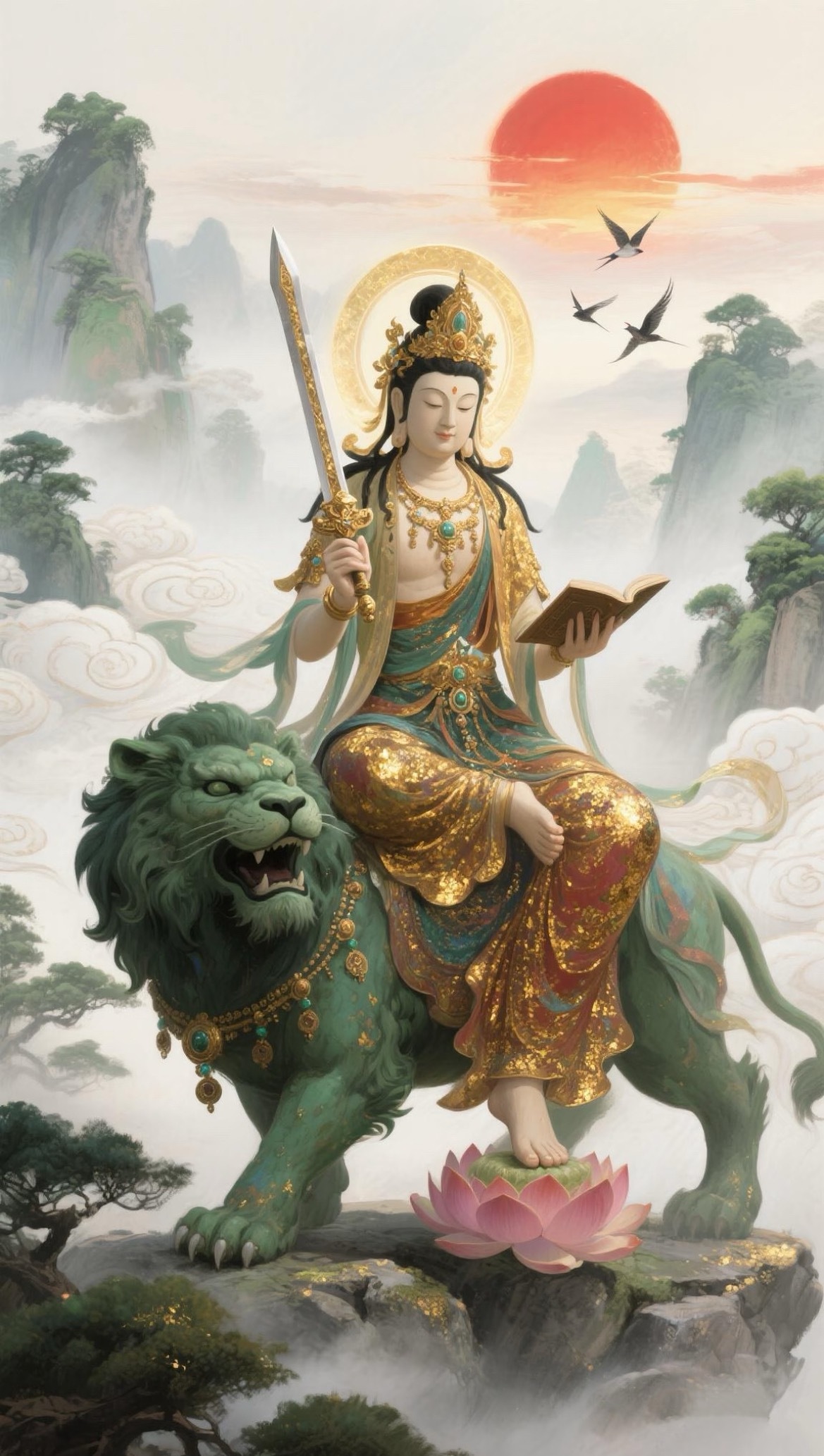 愿文殊菩萨加持，慧光常照，断烦恼、开智慧，所求皆顺、所念皆成。心明则路明，一切吉