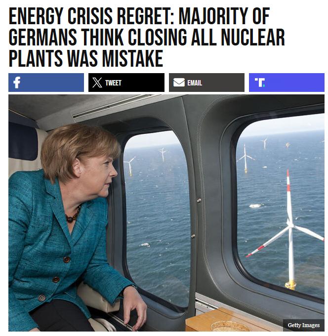 前总理安格拉·默克尔于2011年宣布关闭所有德国核电站，以应对日本的海啸。15年