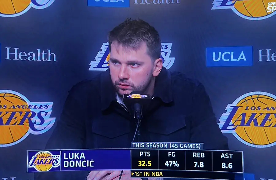 东契奇谈最后拒投：我知道我是空位，但我觉得有点远。今日NBA常规赛，湖人109-