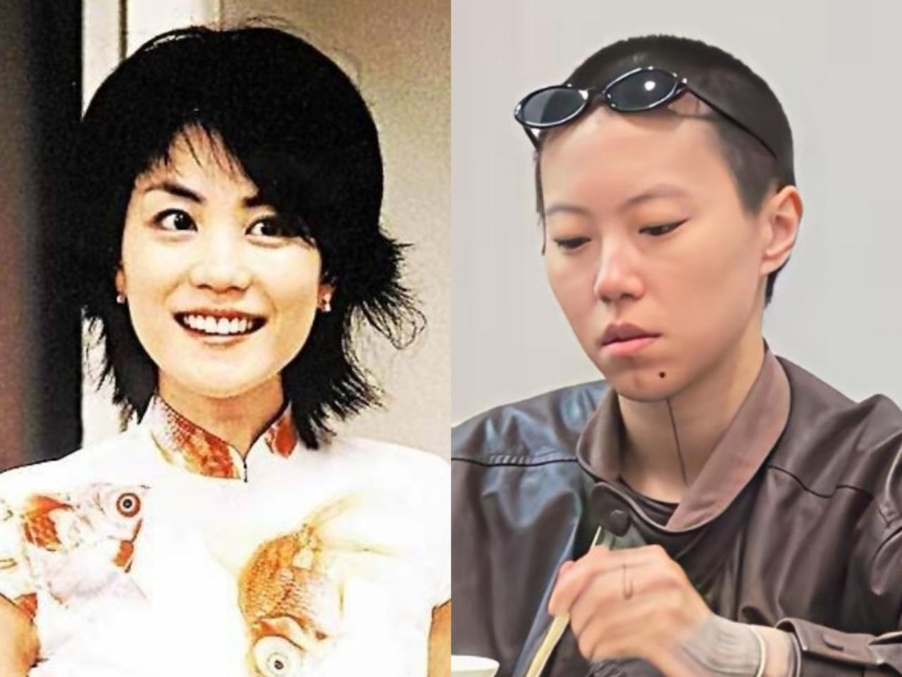 王菲的大女儿不像她，中性化打扮很有特点。