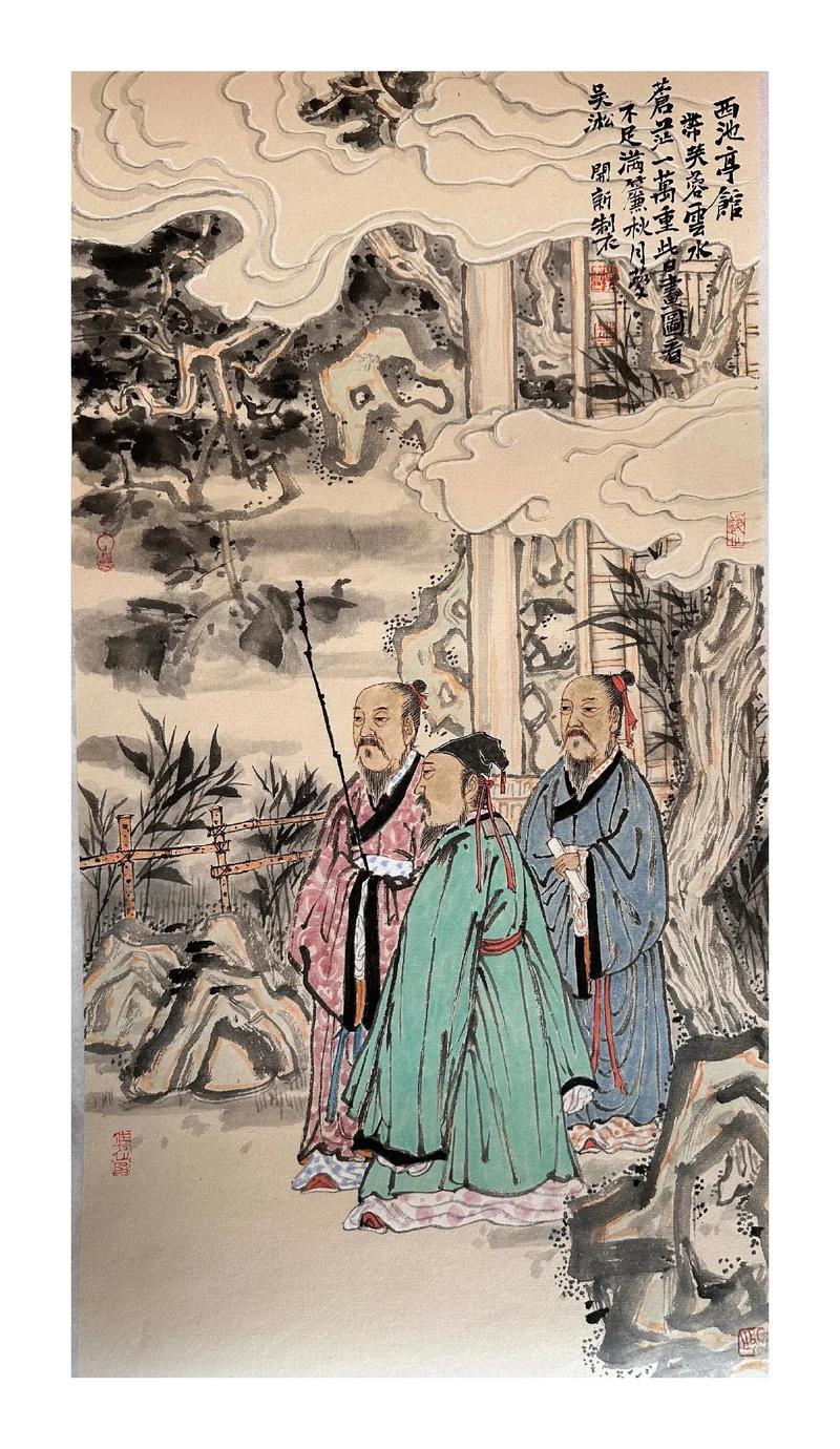 上联：满帘秋月吟三老
下联：[比心]

网络图片/诚谢侵删