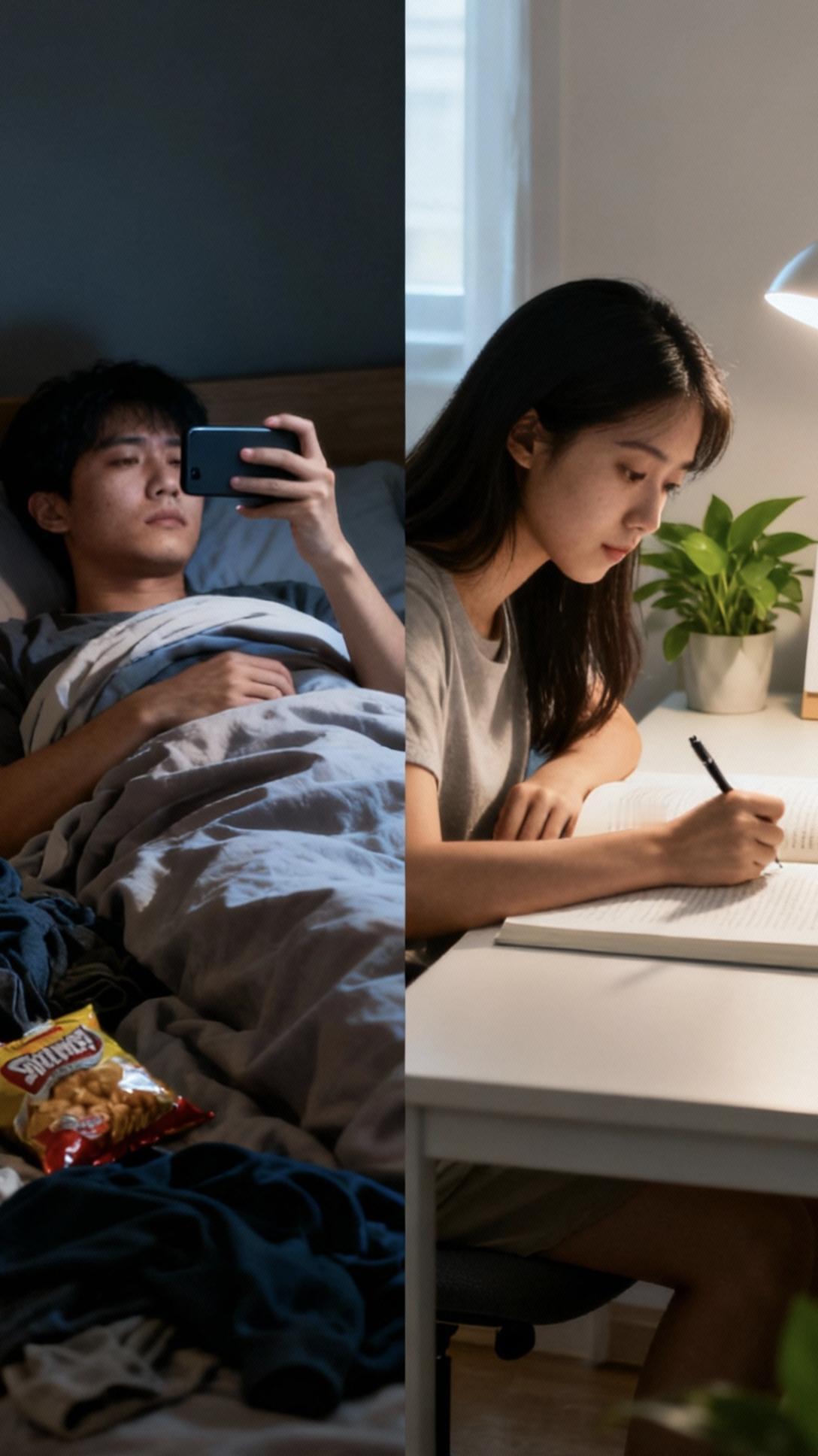 人性的光谱两端，一端是安逸的引力，另一端是超越的冲动。这场懒散与勤奋的拔河，构成