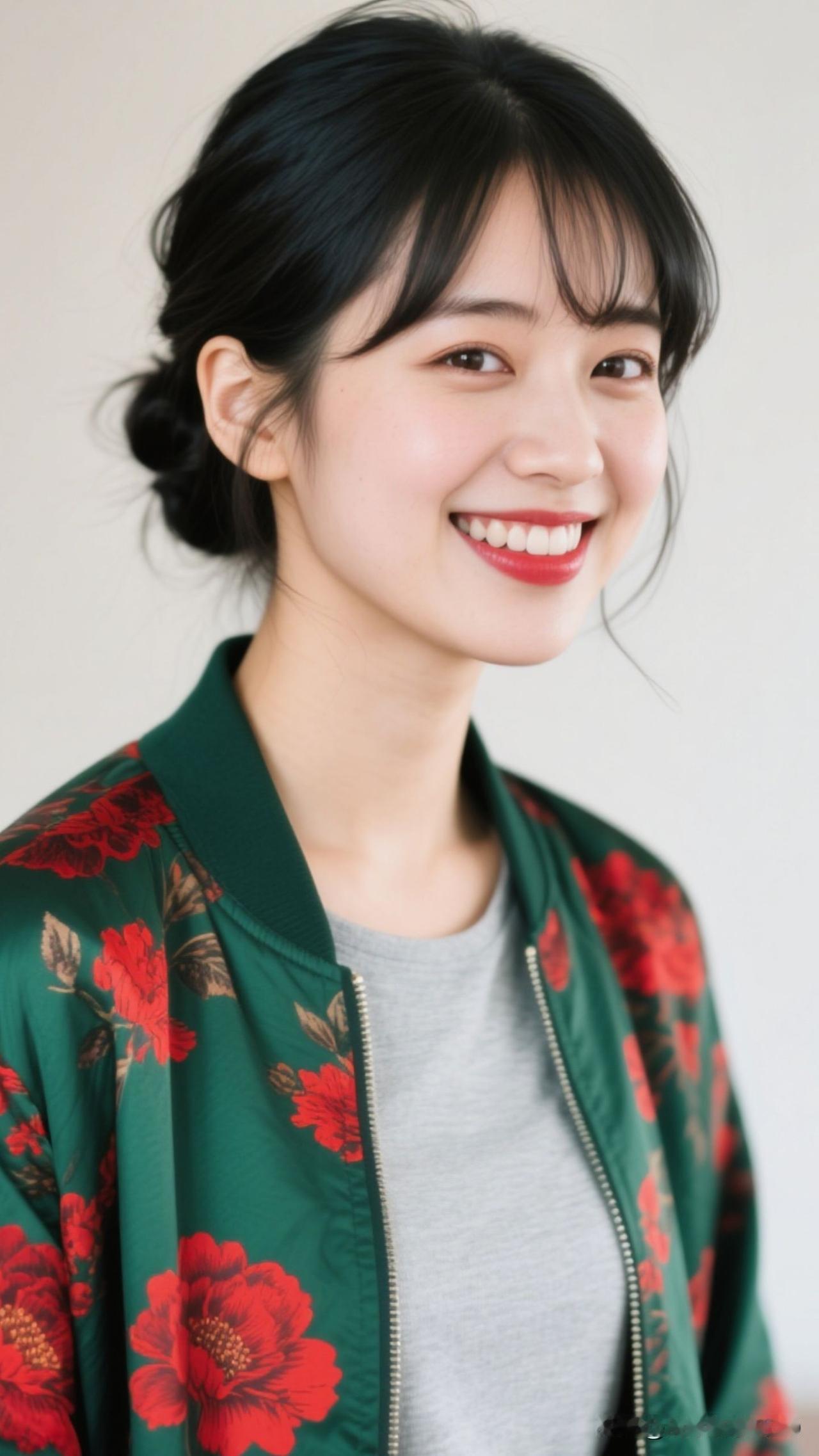 ✨ 把繁花的热烈、墨绿的沉静织进风里，笑起来时，整个空间都成了治愈的花园。淡粉色