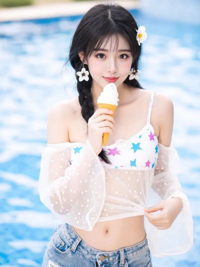 AI泳池甜夏照 ai创作