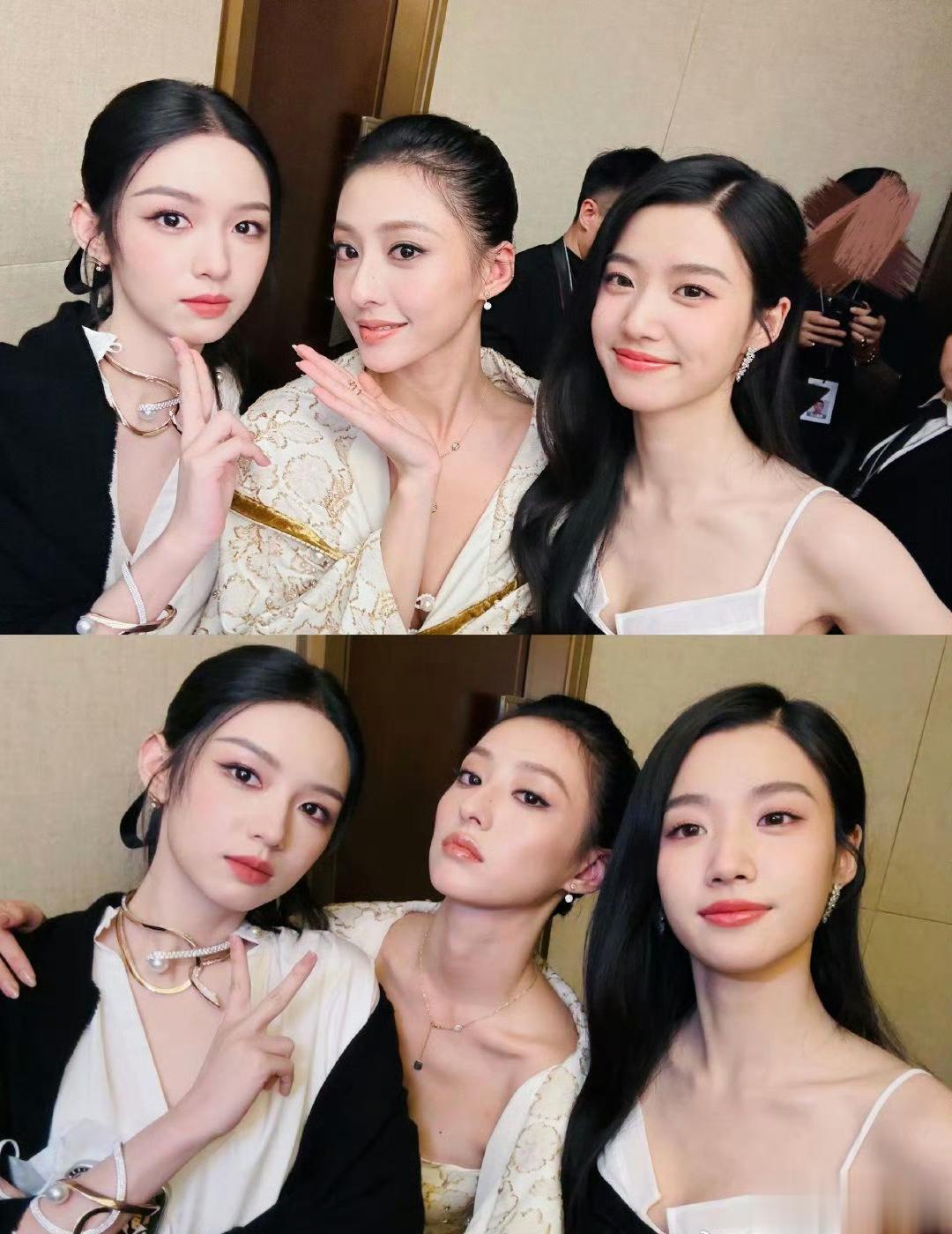 周也卢昱晓胡连馨合照🈶，三种风格的美女，美女们对我眼睛很好[憧憬] ​​​