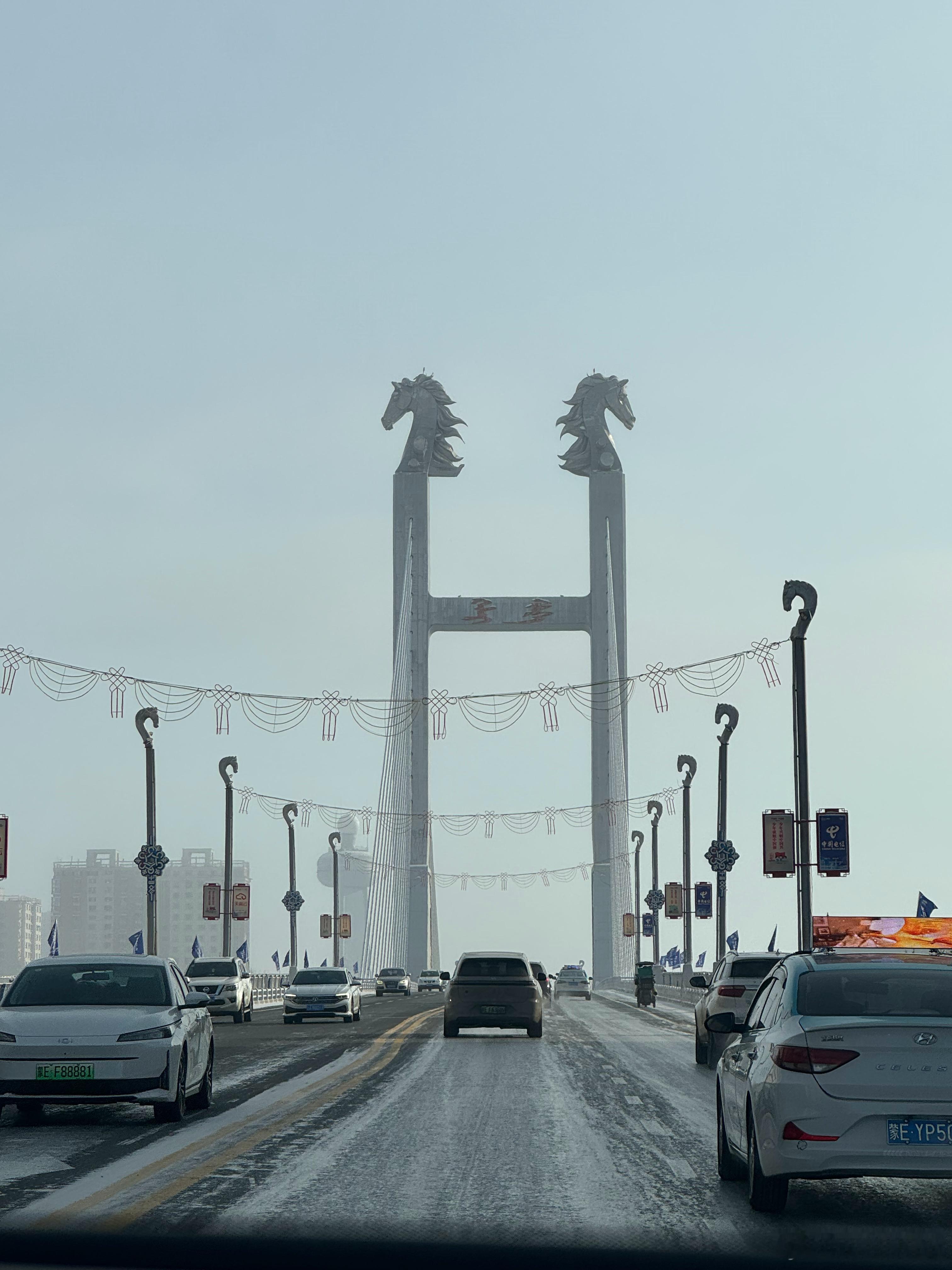 海拉尔哈萨尔大桥，上面就是马头琴的造型，应景 呼伦贝尔·哈萨尔大桥