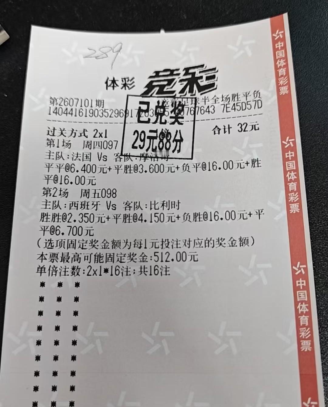 看到这样一张中奖彩票，评论区网友又在那里诟病他的竞猜水平了，又在那里指点江山了。