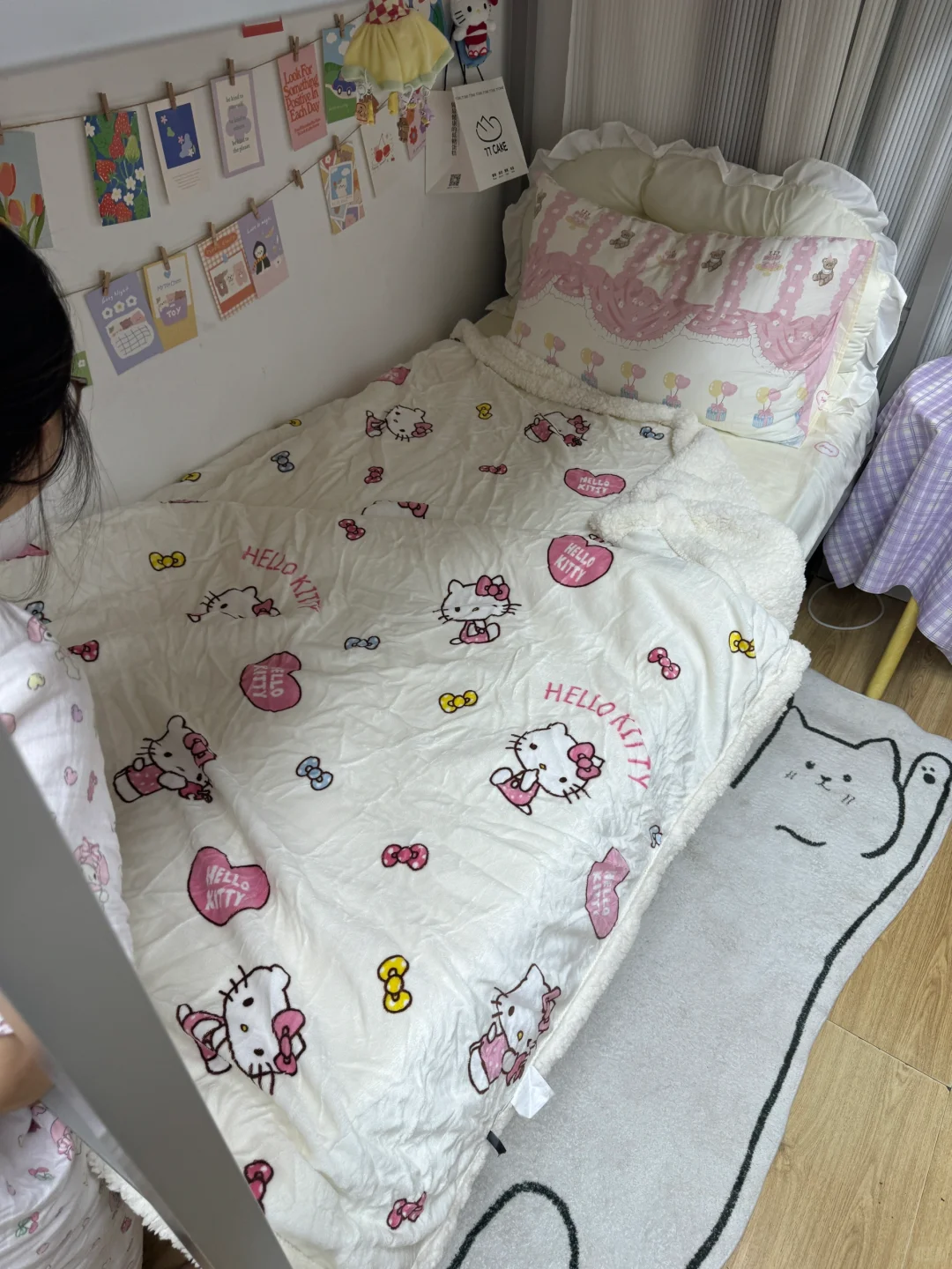 开学一定要带的一床kitty毛毯+被套