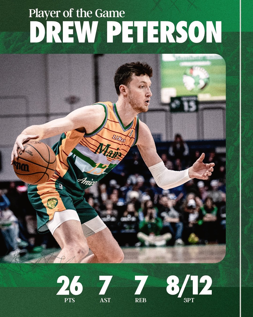 缅因州凯尔特人  Player Of The Game : Drew Peter