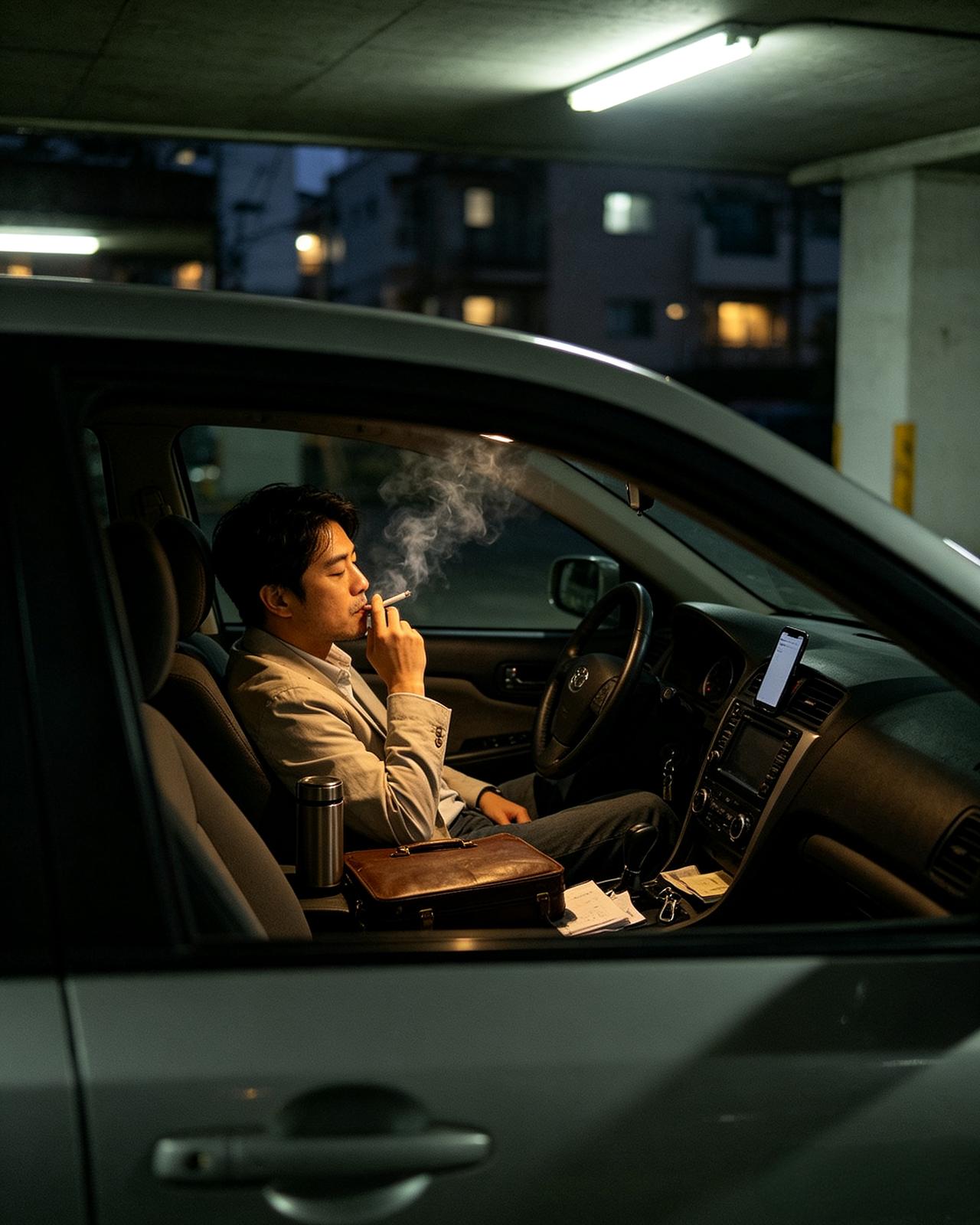 许多男人驾车回到家楼下，总会在熄火之后，静静地在车里坐上十分钟。
一旦推开家门，