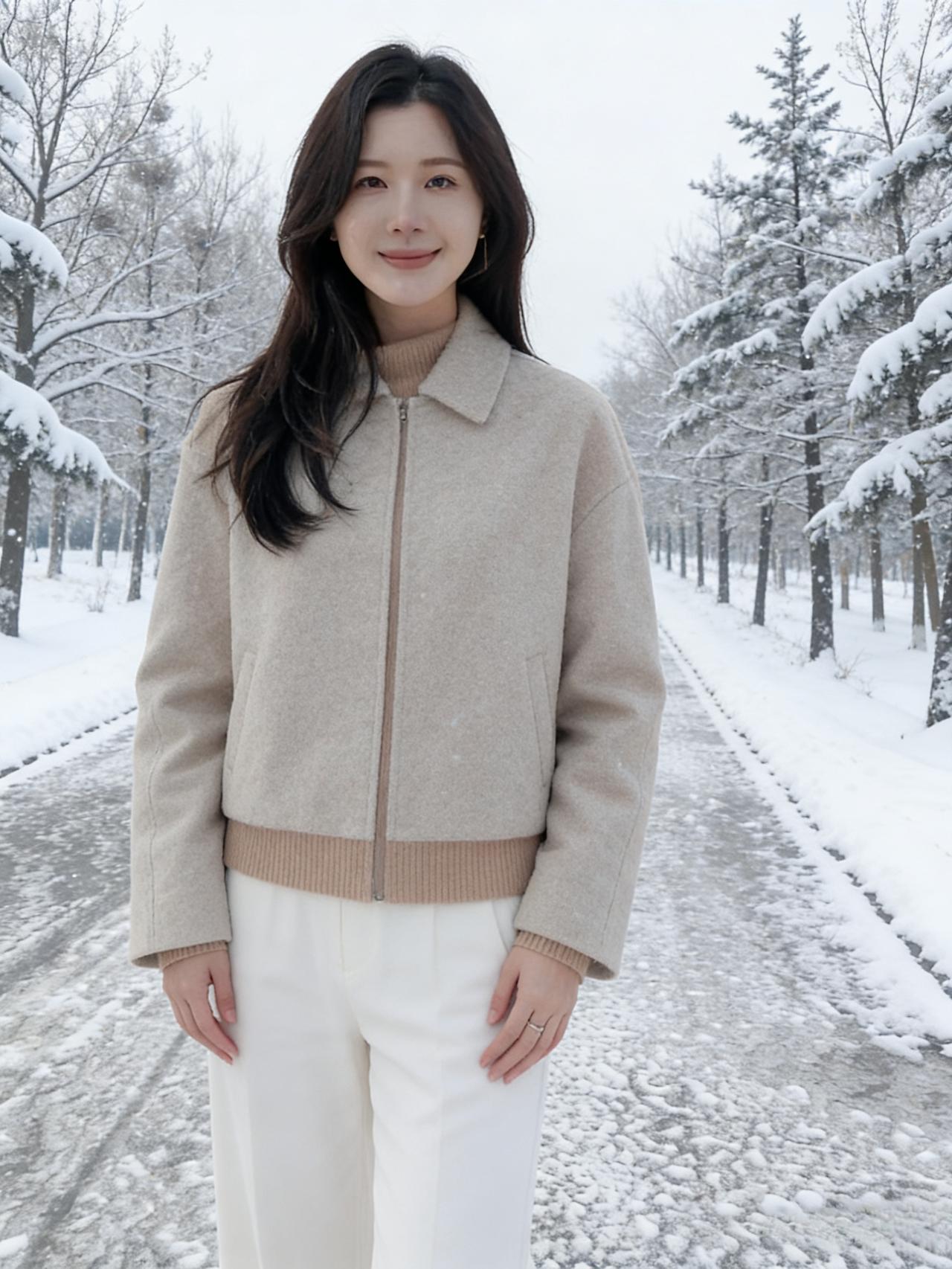 雪一下子封住了城市的喧嚣
却封不住林间的静寂
她走在雪径，像一个孤独的符号
在白