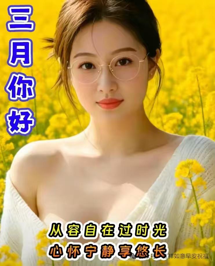 塞鸿秋·春田佳人
三月风摇黄金浪，
佳人立在花中央。
镜片碎光摇晴晃，
素纱轻落