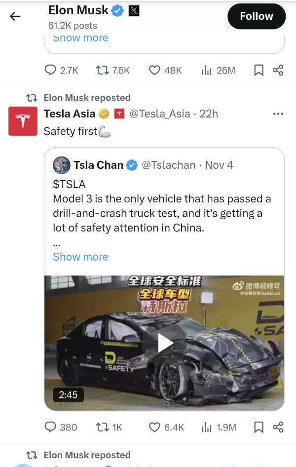 特斯拉model3 懂车帝之前做的30款热门车型碰撞大测试，其含金量还在继续上升