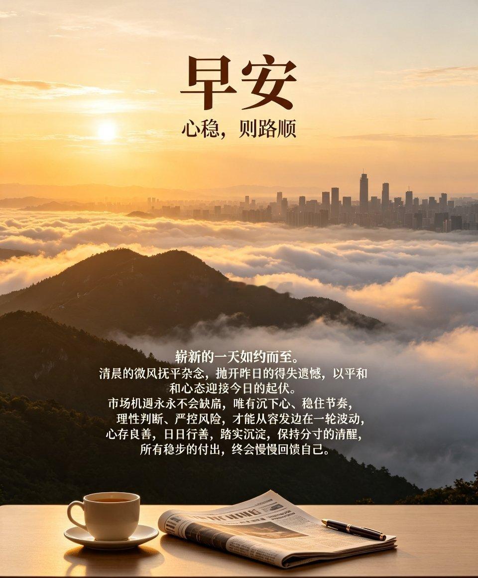 早安 早安，崭新的一天如约而至。清晨的微风抚平杂念，抛开昨日的得失遗憾，以平和心