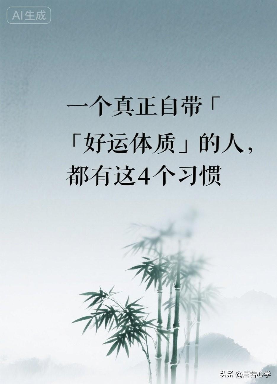 一个真正自带「好运体质」的人, 都有这4个习惯。

你一定见过这样的人——或者在